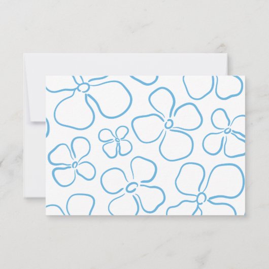 Blue Hand Drawn QR Code Hochzeit RSVP Karte (Rückseite)