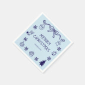 Blue Hand Drawn Scribble Weihnachten Serviette (Ecke)