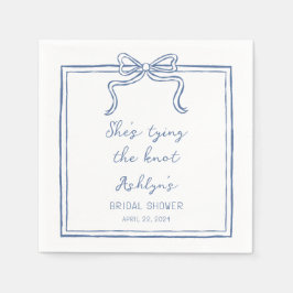 Blue Hand Drawn Sie bindet den Knoten Napkins Serviette