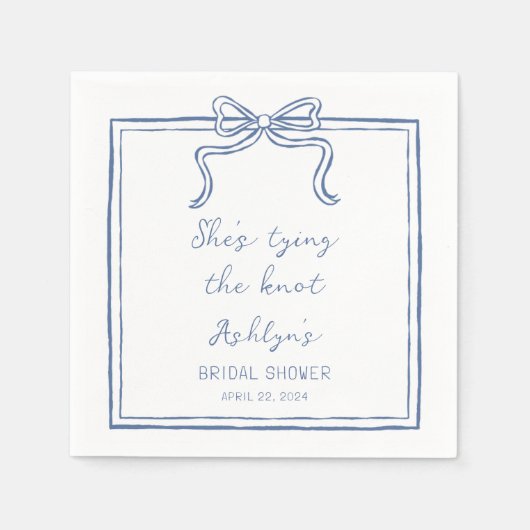 Blue Hand Drawn Sie bindet den Knoten Napkins Serviette (Vorderseite)