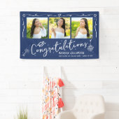 Blue Hand Drawn Style Doodles Graduation 3 Photo Banner (Insitu)
