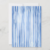 Blue hand drawn vintage stripes wedding einladung (Rückseite)