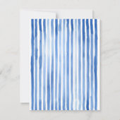 Blue hand drawn vintage stripes wedding RSVP karte (Rückseite)