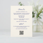 Blue Hand Drawn Wedding Details QR Code Begleitkarte (Stehend Vorderseite)