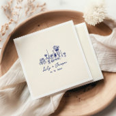 Blue Hand Drawn Wedding Serviette