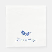 Blue Hand Drawn Whimsical Flower Wedding Serviette (Vorderseite)