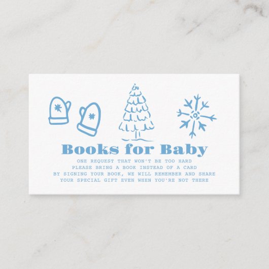 Blue Hand-Drawn Winter Baby Shower Book Request Begleitkarte (Vorderseite)