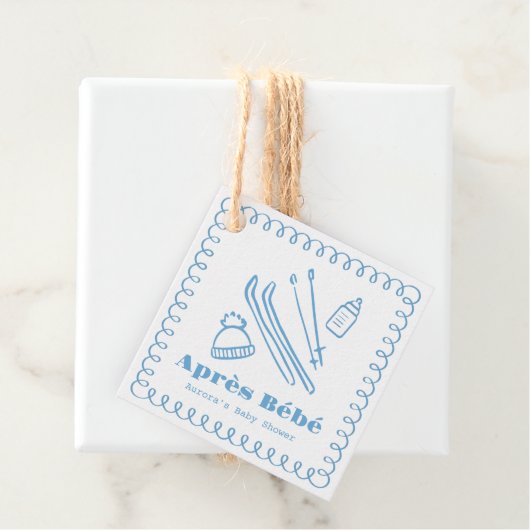 Blue Hand Gezeichnet Après Bébé Boy Baby Shower Geschenkanhänger (Beispiel)