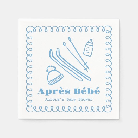 Blue Hand Gezeichnet Après Bébé Boy Baby Shower Serviette (Vorderseite)