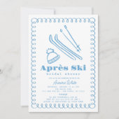 Blue Hand Gezeichnet Après Ski Brautparty Einladung (Vorderseite)