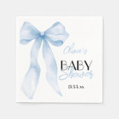 Blue Hand Gezeichnet Bow Baby Boy Shower Serviette (Vorderseite)