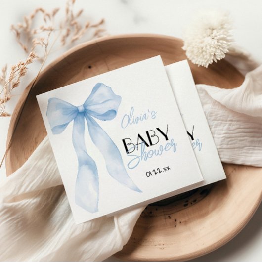 Blue Hand Gezeichnet Bow Baby Boy Shower Serviette