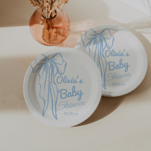 Blue Hand Gezeichnet Boy Modern Baby Boy Dusche Pappteller
