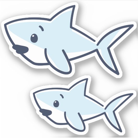 Blue Hand Gezeichnet Cartoon Baby Shark Scrapbook Aufkleber (Vorderseite)
