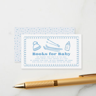 Blue Hand Gezeichnet Ski Baby Book Anfrage Begleitkarte