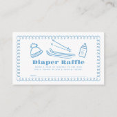 Blue Hand Gezeichnet Ski Baby Diaper Raffle Ticket Begleitkarte (Vorderseite)