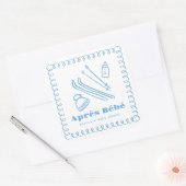 Blue Hand Gezeichnet Winter Après Bébé Babydusche Quadratischer Aufkleber (Umschlag)