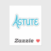 Blue hand lettered complimentary word Astute Aufkleber (Blatt)