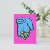 Blue Hand Segen Postkarte (Stehend Vorderseite)