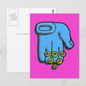 Blue Hand Segen Postkarte (Vorne/Hinten)