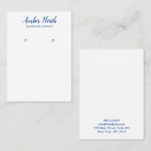 Blue Hand Writed Calligraphy Earring Display Visitenkarte (Vorne/Hinten)