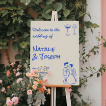Blue Hand Written Drawn Fun Wedding Welcome