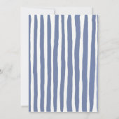 Blue  Hand Written Pinstripes Whimsical Wedding Einladung (Rückseite)
