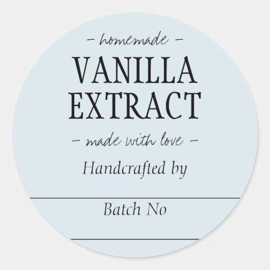 Blue Handcraved Vanilla Extract Kitchen Jar Runder Aufkleber (Vorderseite)