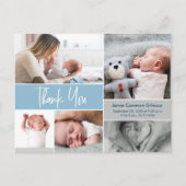Blue Handschrift Foto Collage Baby Shower Postkarte (Vorderseite)