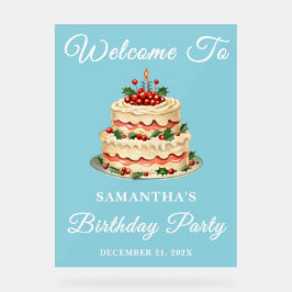 Blue Handschriftlich Script Winter Geburtstag Will Acrylschild