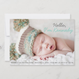 Blue Handwriting Foto Baby Birth Ankündigung