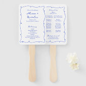 Blue Handwriting & Hand Drawn Wedding Program Fächer (Vorne und Hinten)