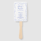 Blue Handwriting & Hand Drawn Wedding Program Fächer (Vorderseite)