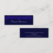 Blue Handwriting Script Fotografy Business Card Mini Visitenkarte (Vorne/Hinten)