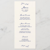 Blue Handwriting Wedding Menu Menükarte (Vorderseite)