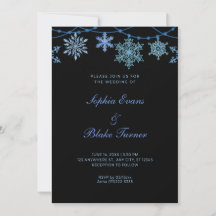 Blue Hanging Lights and Snowflakes Black Wedding