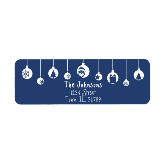 Blue Hanging Ornament Return Address Label (Vorne)