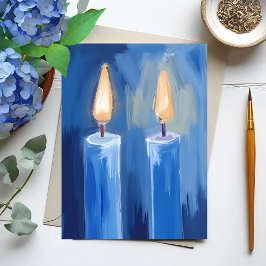 Blue Hanukkah Candles Feiertagskarte