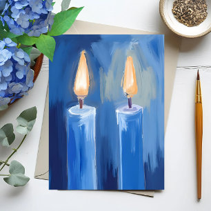 Blue Hanukkah Candles Feiertagskarte