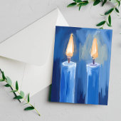 Blue Hanukkah Candles Feiertagskarte