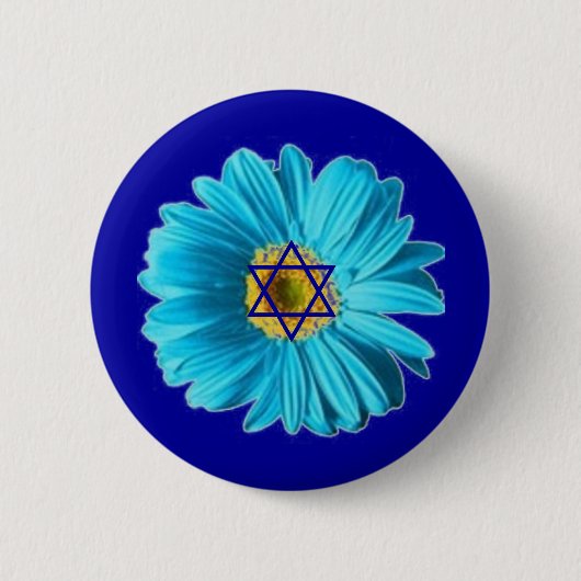 Blue Hanukkah Daisy Button (Vorderseite)