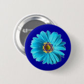 Blue Hanukkah Daisy Button (Vorne & Hinten)