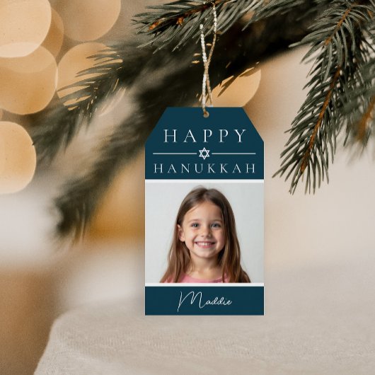 Blue Hanukkah Gift Tag Geschenkanhänger