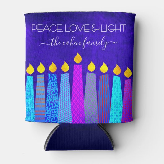 Blue Hanukkah Menorah Candle Peace Liebe Light Nam Dosenkühler (Vorderseite)