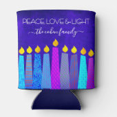 Blue Hanukkah Menorah Candle Peace Liebe Light Nam Dosenkühler (Rückseite)