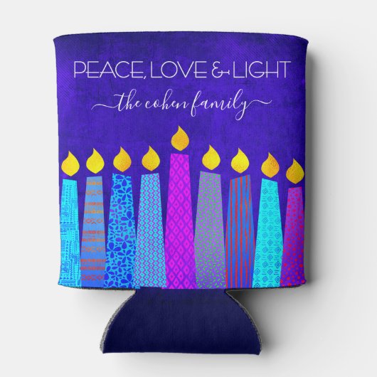 Blue Hanukkah Menorah Candle Peace Liebe Light Nam Dosenkühler (Rückseite)