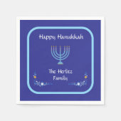 Blue HANUKKAH Menorah Customize NAME Serviette (Vorderseite)