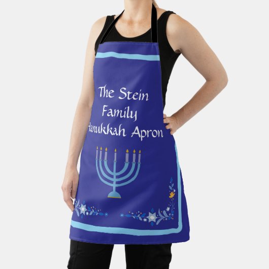 Blue HANUKKAH Menorah Customize Schürze (InSitu)