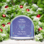 Blue HANUKKAH Menorah FOTO NAME anpassen Schneekugeln (Weihnachten)