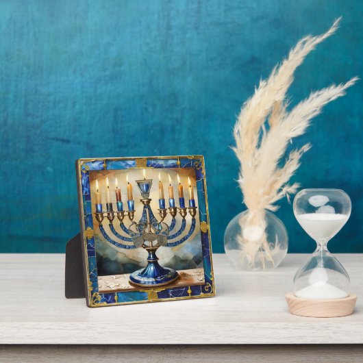 Blue Hanukkah Menorah Fotoplatte (InSitu)